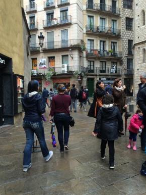 Outside the Gothic Cathedral in Barca.